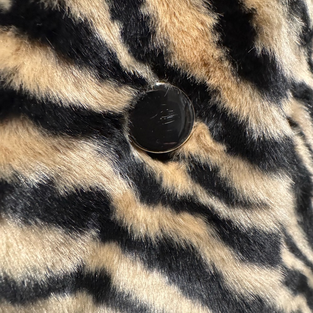 Kate Spade Zebra Striped Faux Fur Teddy Jacket - Picture 6 of 13